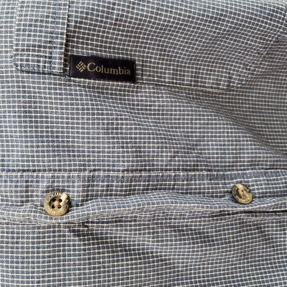 Columbia Blue and White Check Short Sleeve Button-Down Men's Shirt, Size Extra L - Picture 9 of 12